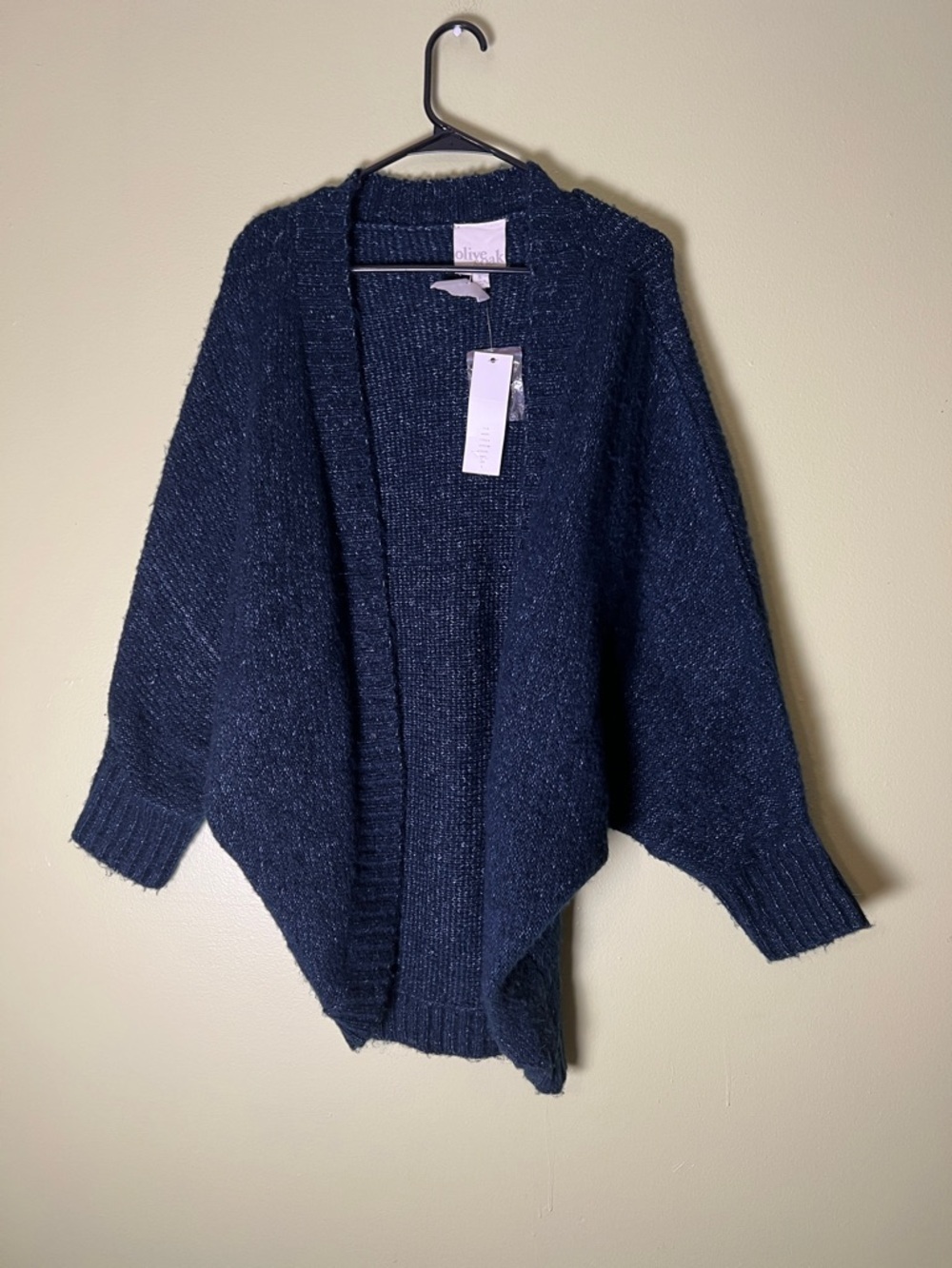 Olive & Oak Navy Open-Front Cozy Cardigan
